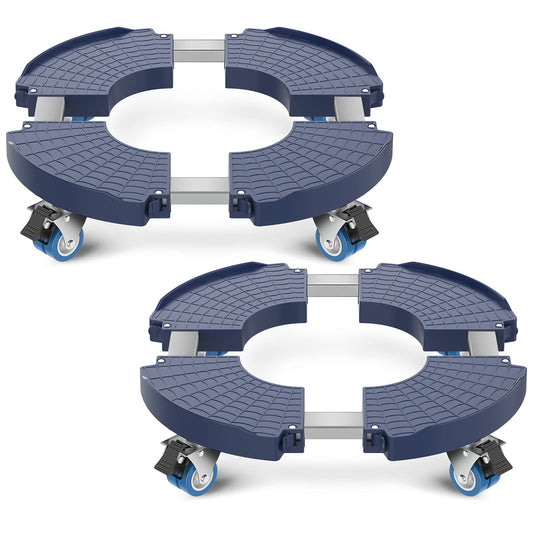 VANCASTLE Plant Caddy with Lockable Wheels Heavy Duty 450lbs Capacity, 15-22 Inch Adjustable Plant Stand with Wheels Rolling base, Plant Dolly for Flower Pot Mover Indoor Outdoor, Blue, 2 Pack