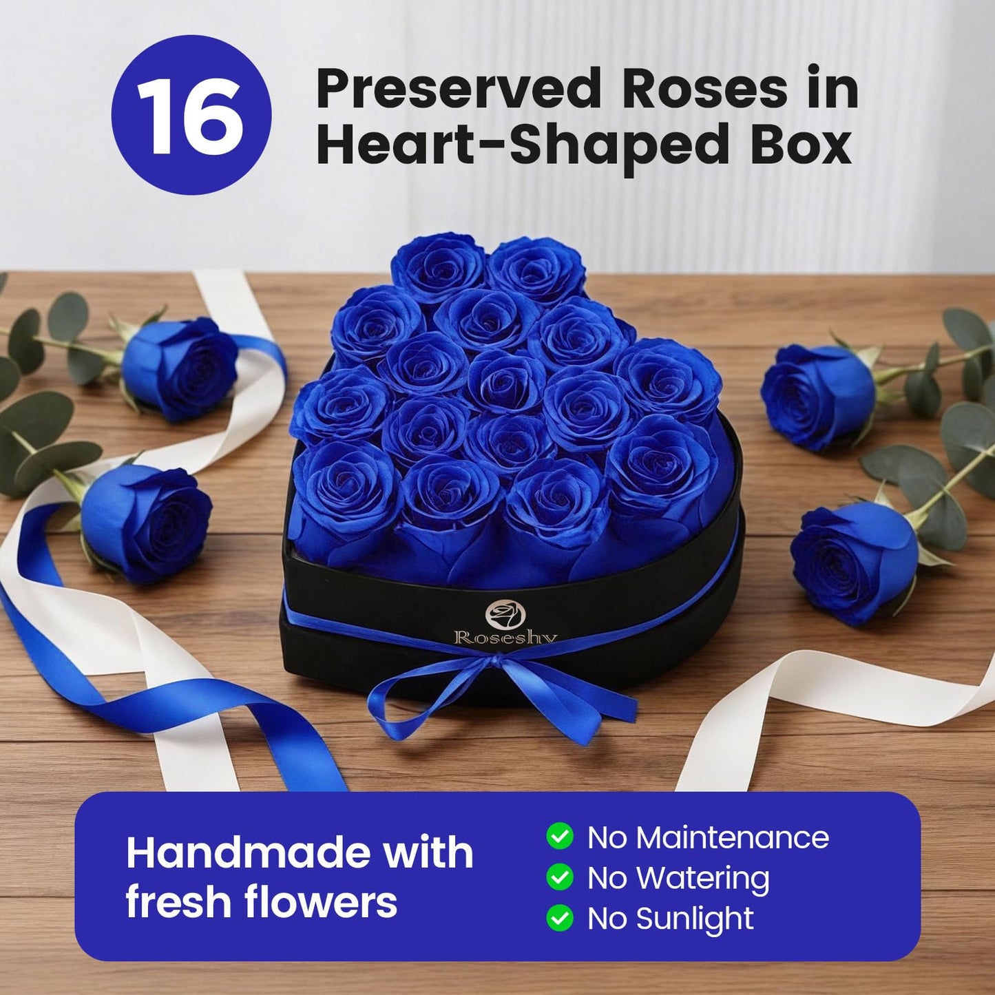 Valentines Day Flowers Roses Gifts for Her,16pcs Red Forever Preserved Roses in Heart Shape Gift Box,Valentines Day Delivery Prime Gifts-Roses Gifts for Women,Mom.