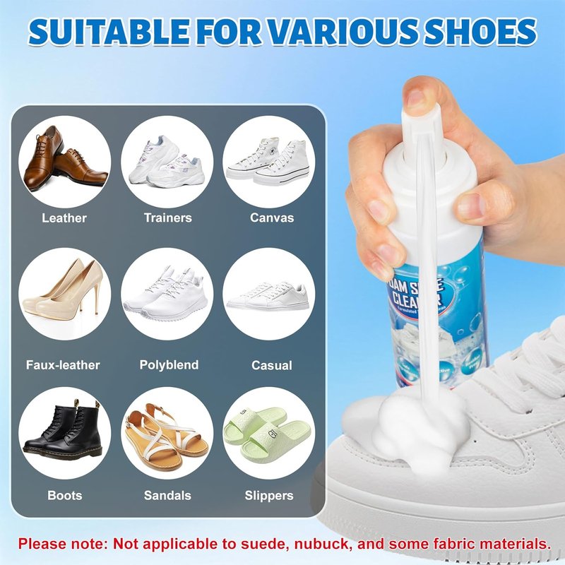 Shoe Cleaner Foam - Jevvu Sneaker Stain Remover & Dirt Eliminator | Cleaning Kit for White Shoes