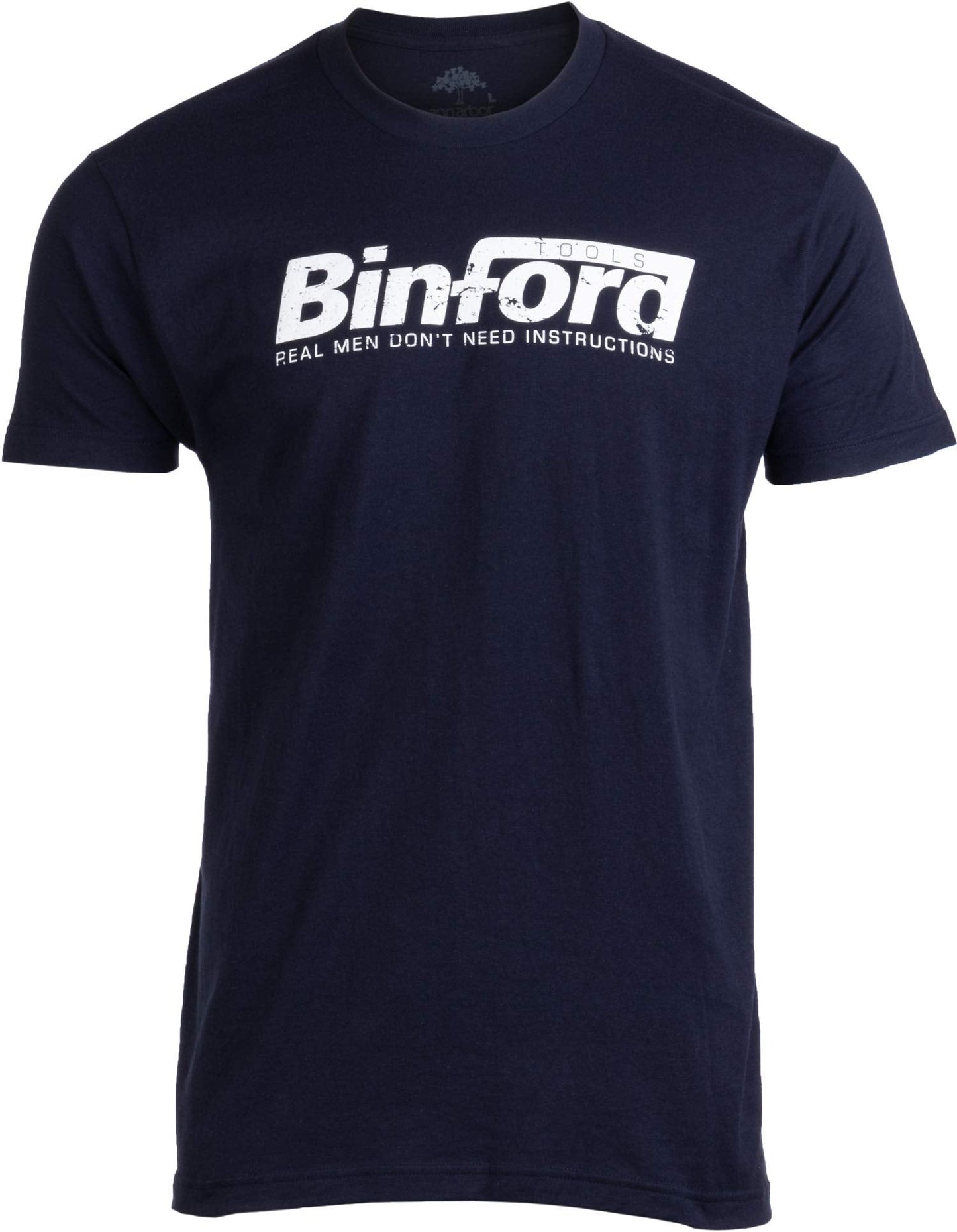 Ann Arbor T-shirt Co. Unisex Adult Binford Tools | Funny 90s TV Handyman Tool Humor, M Navy Blue