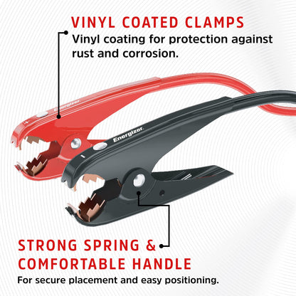 Energizer Jumper Cables, 30 feet, 1 Gauge, 800A, Booster Battery Cables with Permanent Installation kit and Quick Connect Plug for SUV & Trucks with up to 8-Liter Gasoline and 6-Liter Diesel Engines