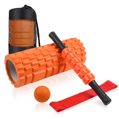 5 in 1 Foam Roller Set: Trigger Point Roller, Yoga Stick, Massage Ball, Fitness Stretching Strap, Carrying Bag, Towel for Deep Muscle Massage, Pilates and Yoga