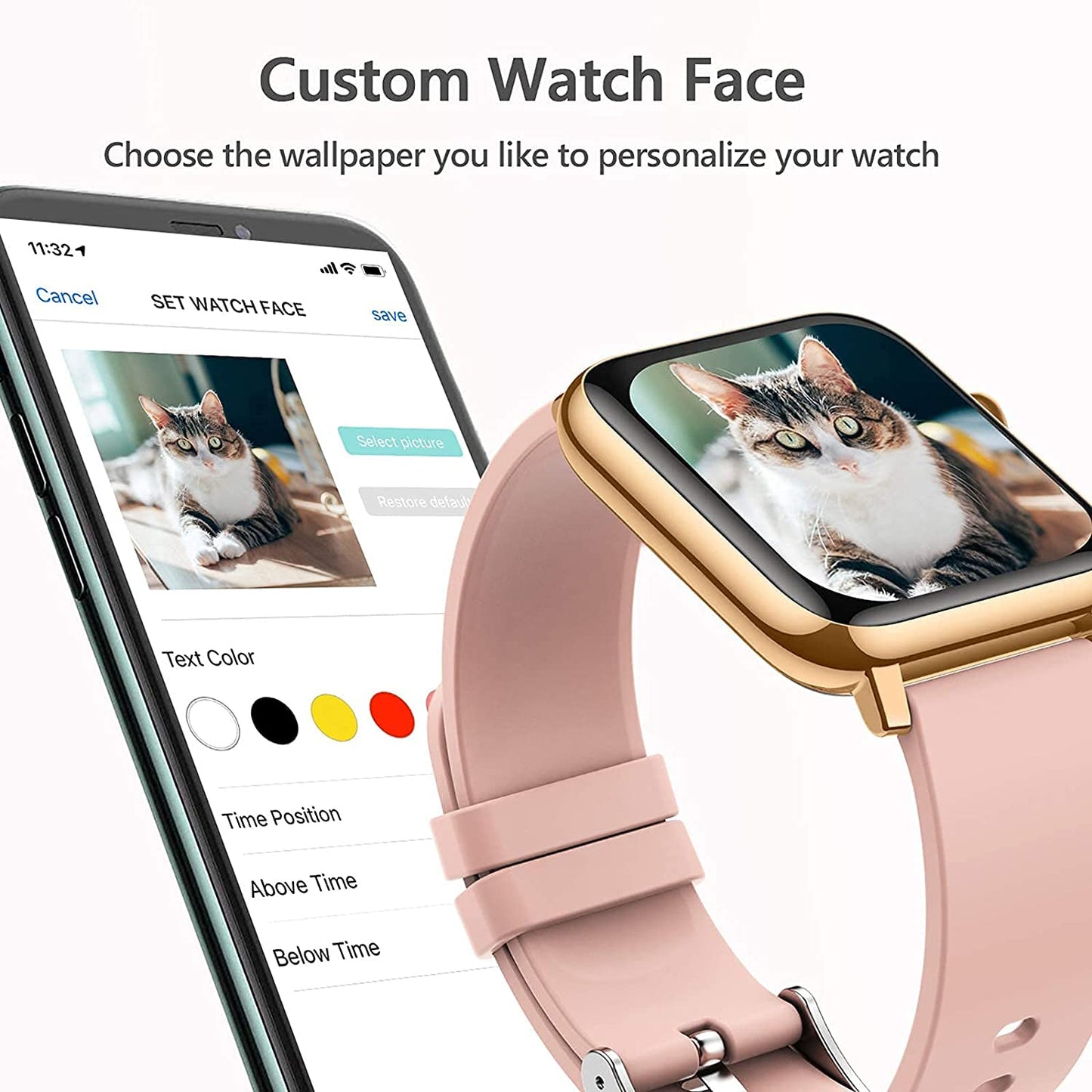 KALINCO Smart Watch, Fitness Tracker with Heart Rate Monitor, Blood Pressure, Blood Oxygen Tracking, 1.4 Inch Touch Screen Smartwatch Fitness Watch for Women Men Compatible with iOS Android