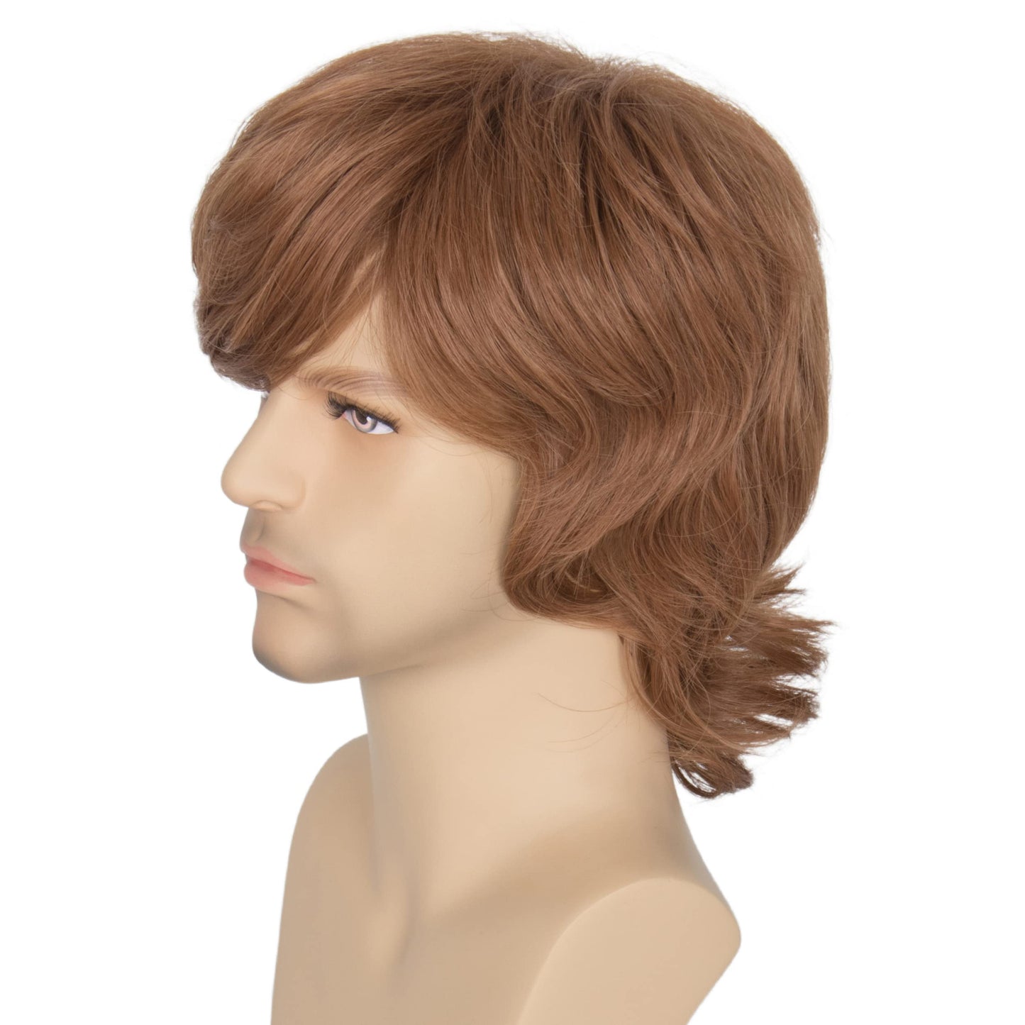 Miss U Hair Shaggy Wig Men Short Wavy Brown Wig Halloween Cosplay 60s 70s Male Rocker Costume Hair