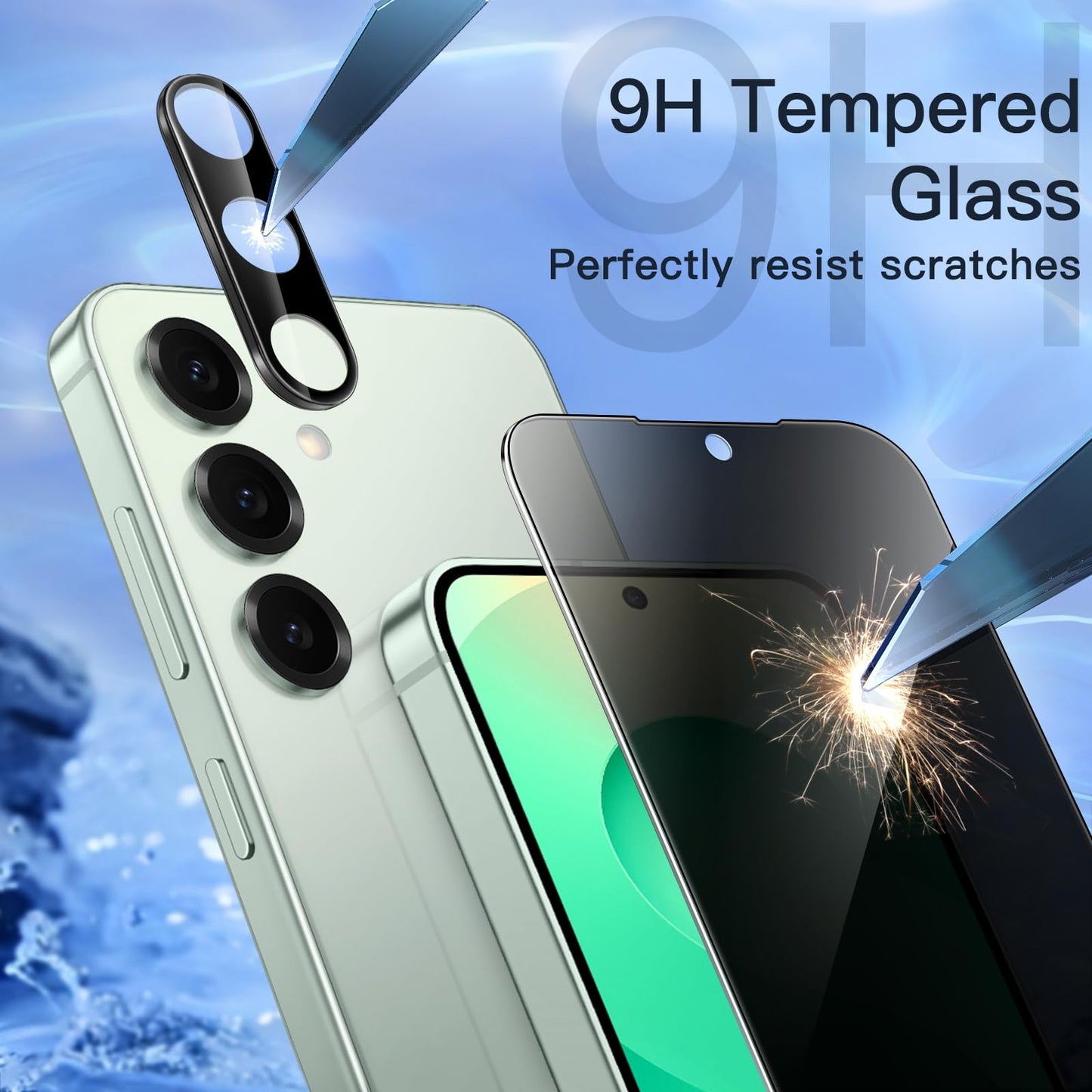 JETech Privacy Screen Protector for Samsung Galaxy S23 5G 6.1-Inch with Camera Lens Protector, Anti-Spy Tempered Glass Film, Fingerprint ID Compatible, 2-Pack Each