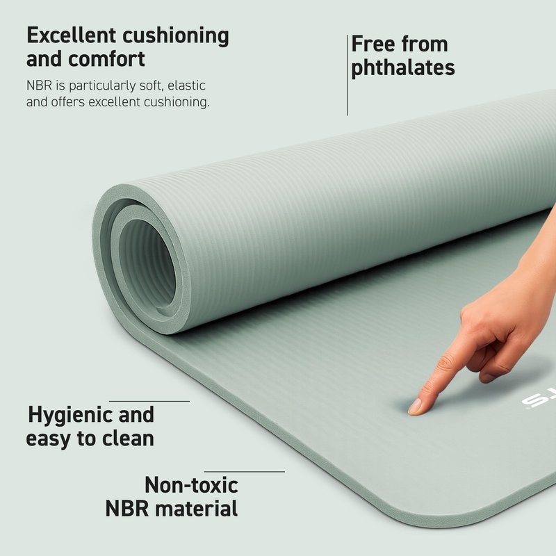MSPORTS Thick Yoga Mat Premium Non Slip – Extra Comfortable Exercise Mat for Home Workouts, Pilates, Stretching & Gym – Cushioned NBR Foam, Yoga Mat with Strap, for Women & Men (Mint, 74.5 x 32 x 0.6 in)