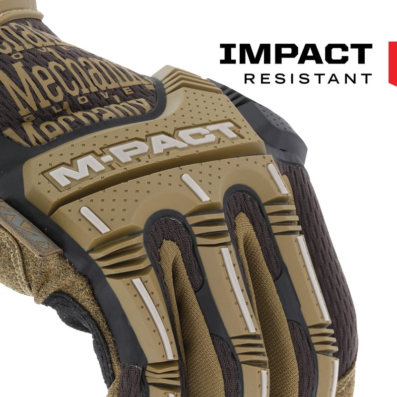 Mechanix Wear: M-Pact Work Gloves with Secure Fit, Work Gloves with Impact Protection and Vibration Absorption, Safety Gloves for Men (Brown, Medium)