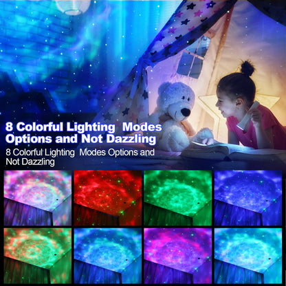 JUZIHAO Star Projector Galaxy Night Light with Remote Control, Timer, Bluetooth Speaker, Led Aurora Lights Projector for Ceiling 8 Lighting for Kids Adults Bedroom/Room Decor/Gift Christmas, Birthday