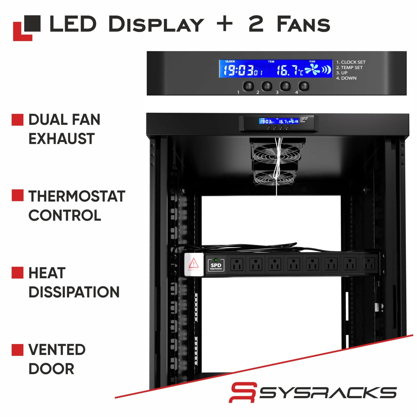 Home Lab Server Rack Cabinet 19" 18U – Premium Series 35" Deep Network Rack Enclosure with Glass Door, Quiet Cooling Fans & Thermostat, PDU, Shelf, Lockable Cabinet for NAS & Home Network