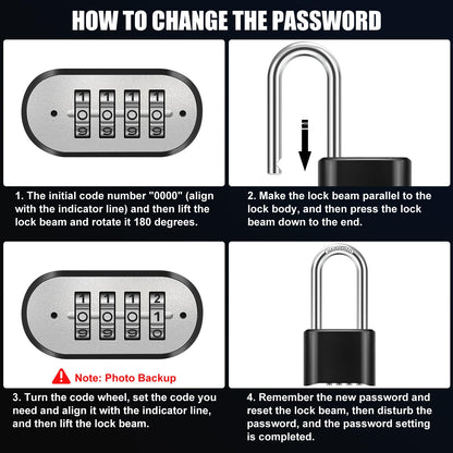 2.5in Long Shackle Combination Lock, Diyife Large Outdoor Weatherproof Padlock, Design of Hidden Password & High Security, Resettable Combination Lock for Locker, Home, School, Garage, Gate, Garden