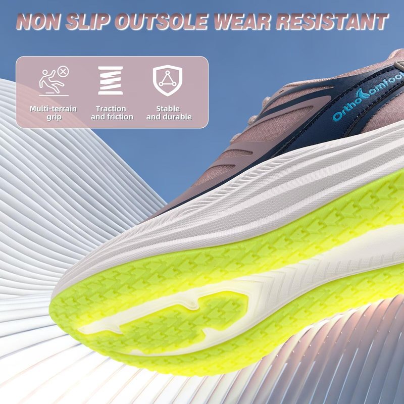 Women's Orthopedic Wide Width Toe Walking Shoes: Plantar Fasciitis Orthotic Heel Spur Diabetic Pain Relief Trail Sneakers, Arch Support Athletic Outdoor Biking Road Running Shoes Lotus Pink Size 8.5