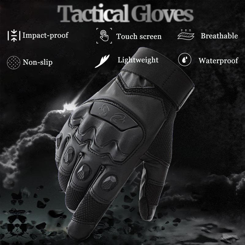 Nswern Tactical Gloves for Men Touchscreen Motorcycle Gloves with Hard Shell Leather Palm Padding for Outdoor Sports Motorcycle Cycling Tactical Airsoft Paintball Hunting Hiking Camping Climbing