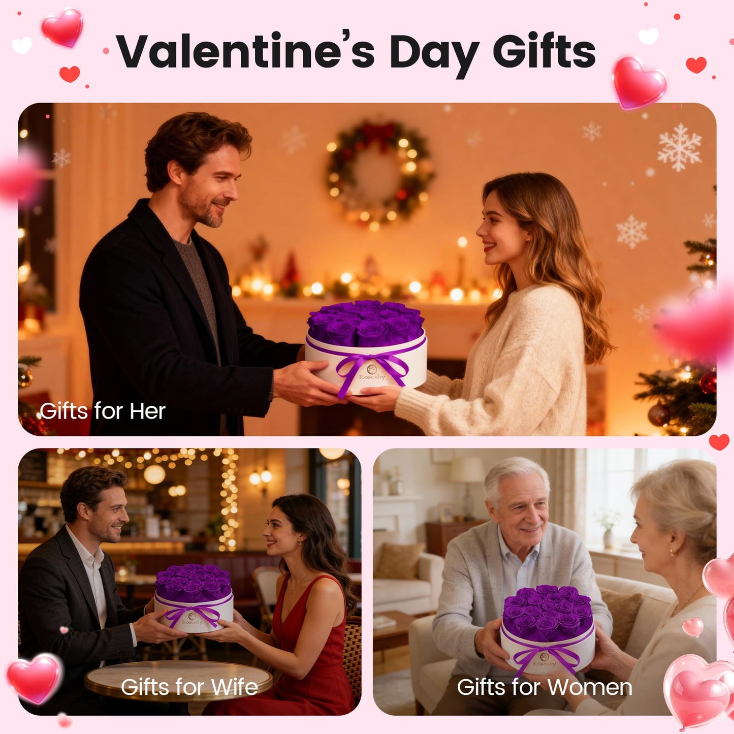 Valentines Day Flowers Roses Gifts for Her,16pcs Red Forever Preserved Roses in Heart Shape Gift Box,Valentines Day Delivery Prime Gifts-Roses Gifts for Women,Mom.
