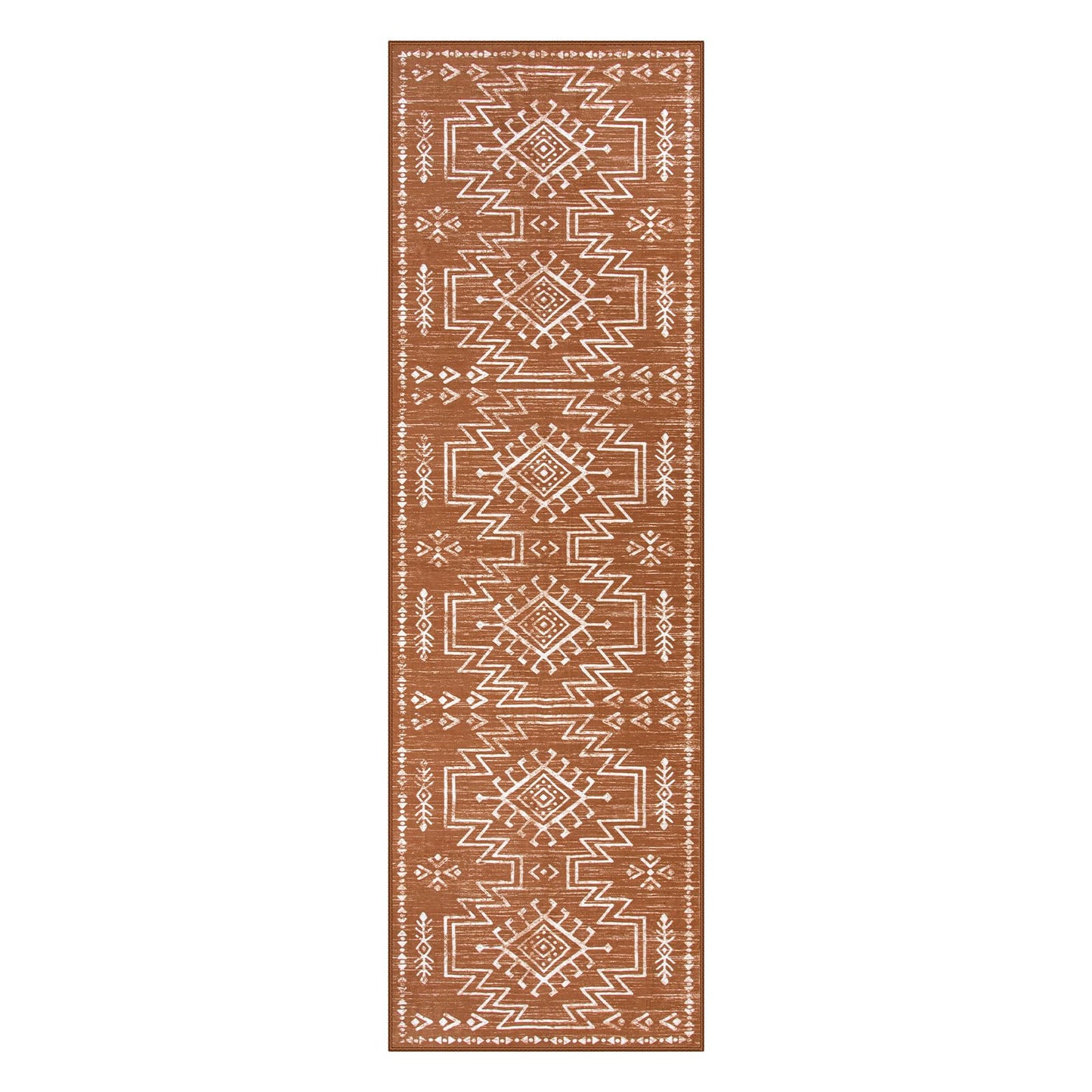 Lahome Vivienne Orange Hallway Runner Rug Non Slip, Boho Washable Western Runner Rug, Stain Resistant Aztec Fall Long Carpte for Entryway Entrance Indoor (2'5''x8')
