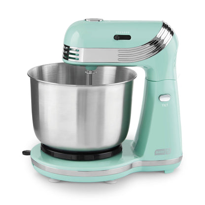 Dash Stand Mixer (Electric Mixer for Everyday Use): 6 Speed Stand Mixer with 3 Quart Stainless Steel Mixing Bowl, Dough Hooks & Mixer Beaters for Dressings, Frosting, Meringues & More - Pink