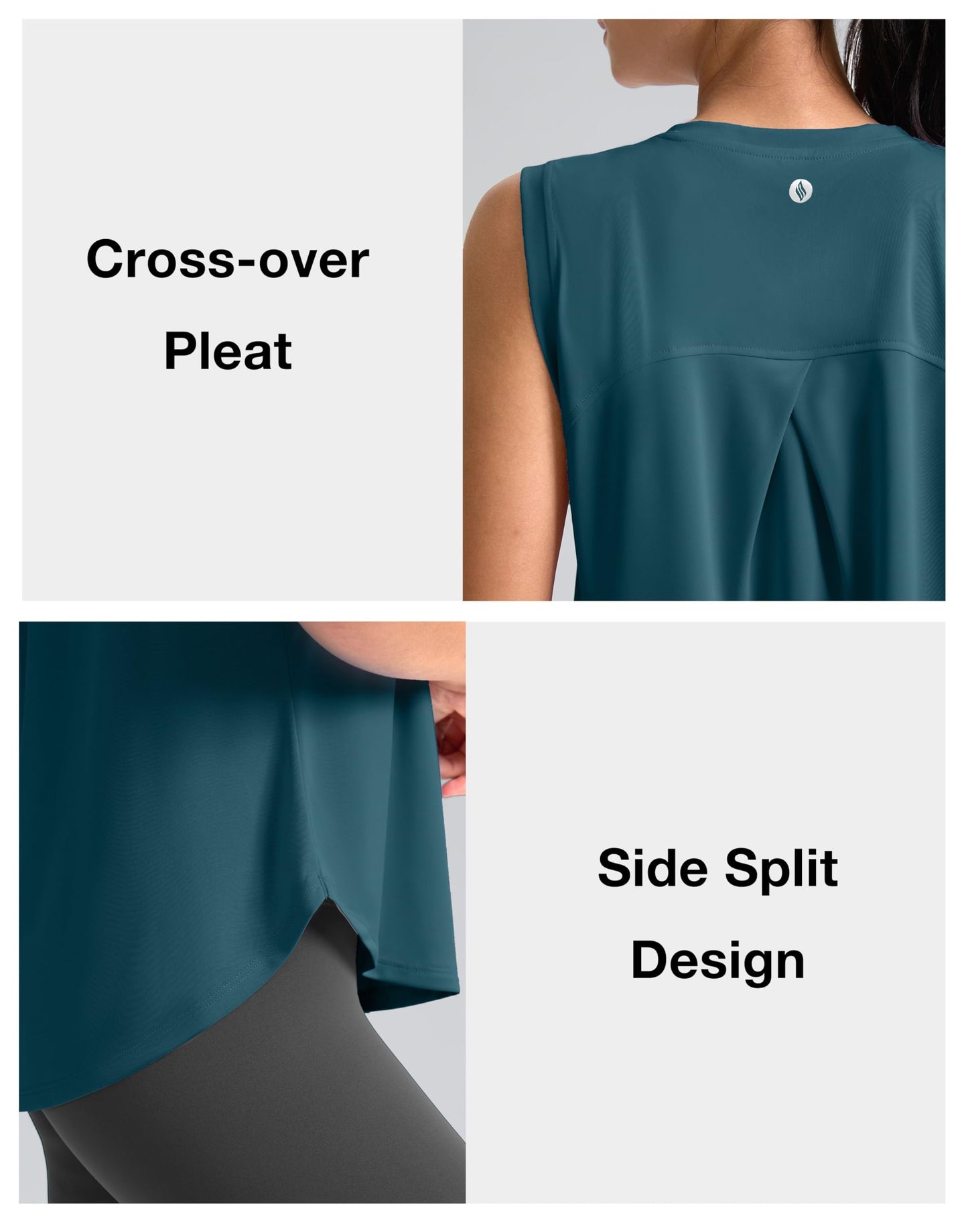 SANTINY Women's Sleeveless Workout Tops Breathable Lightweight Active Tennis Yoga Shirts Athletic Running Tank Tops for Women (Teal_XL)