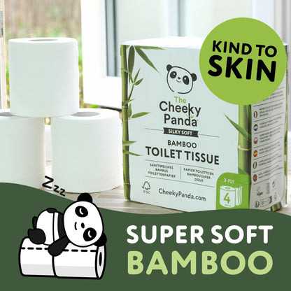 The Cheeky Panda Bamboo Toilet Roll Bulk Buy – 24 Rolls (6 Packs of 4) | 3 Ply Toilet Paper | Plastic Free Packaging and Sustainable Tissue Paper | Eco Friendly Loo Roll