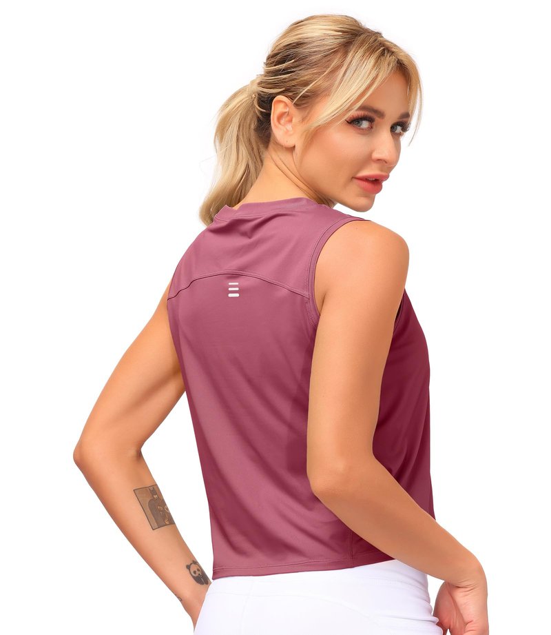 Dragon Fit Womens Ice Silk Workout Tank Tops Sleeveless Cropped Yoga Shirt for Running Gym Summer Rose Red