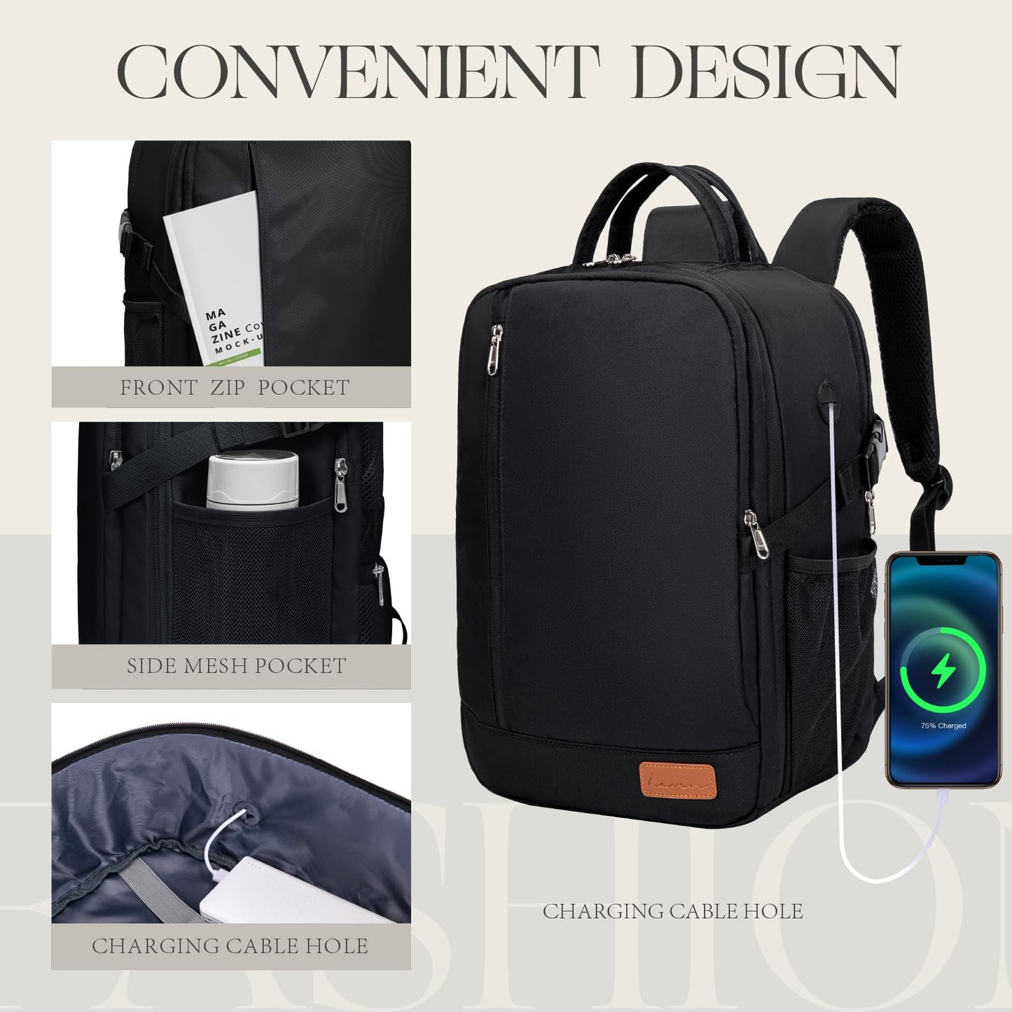 for Ryanair Cabin Bags 40x20x25 Underseat Anti Theft Carry-ons, Travel Backpack Cabin Size Hand Luggage Bag with Water Bottle Holder