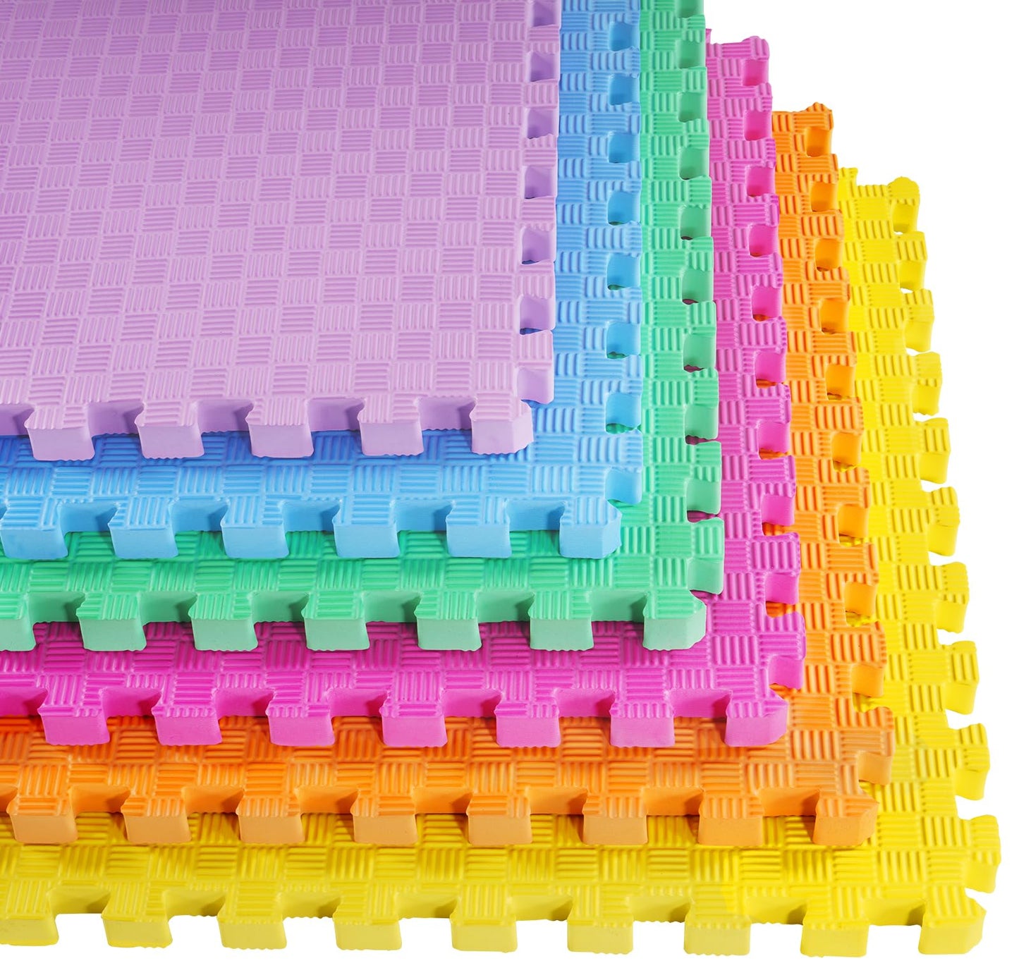 BalanceFrom 6 Piece Foam Floor Mat Puzzle Tiles, 1” Thick, 24 Sq Ft, Multicolor