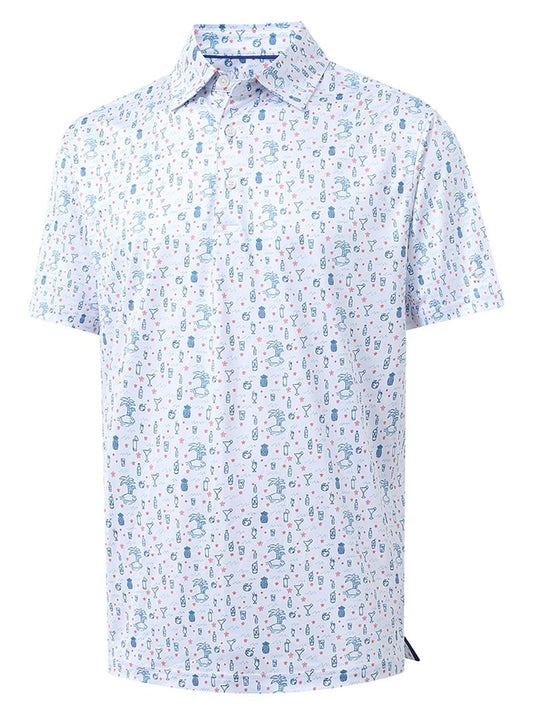 DTWOOO Men's Performance Moisture Wicking Print Short Sleeve Golf Polo Shirts