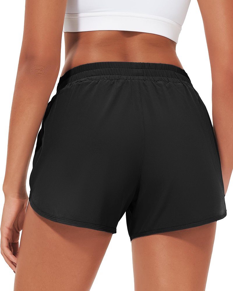 Stelle Womens 3" Running Shorts Mesh Liner High Waisted Workout Shorts Quick Dry Dolphin Athletic Shorts with Pockets