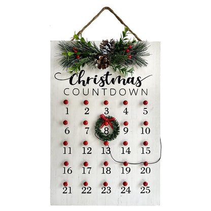 HOMirable Christmas Countdown 25 Days Wreath Advent Calendar Number Date Decor Merry Christmas Sign Rustic Wooden Home Decorations Holiday Xmas Party Ornament Gift
