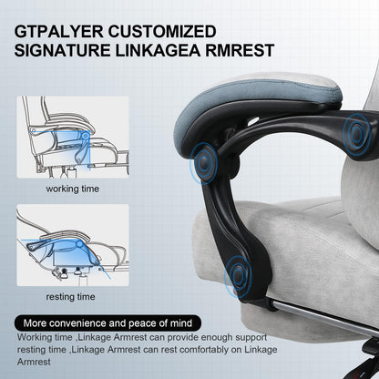 GTPLAYER Gaming Chair, Computer Office Chair with Pocket Spring Cushion, Linkage Armrests and Footrest, High Back Ergonomic Computer Chair with Lumbar Support Task Chair with Footrest
