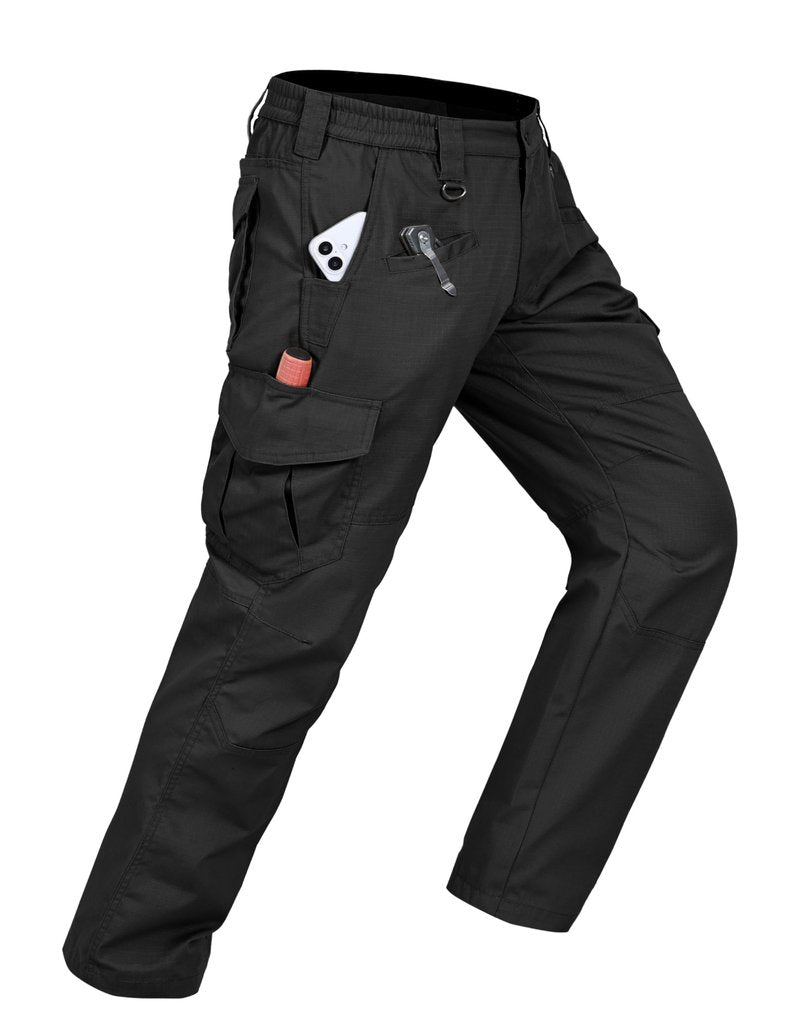 CNBQDD Mens Work Pants Construction Waterproof Cargo Pants Tactical for Men Ripstop Lightweight Outdoor Hiking Pants with Pockets Black 36Wx30L