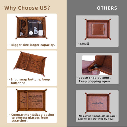 ZAPUVO PU Leather Valet Tray and Keychain, Valentines Day Birthday Gifts for Men, Unique Romantic Gifts for Men Him Boyfriend, Best Mens Gifts Ideas for Husband Anniversary from Wife