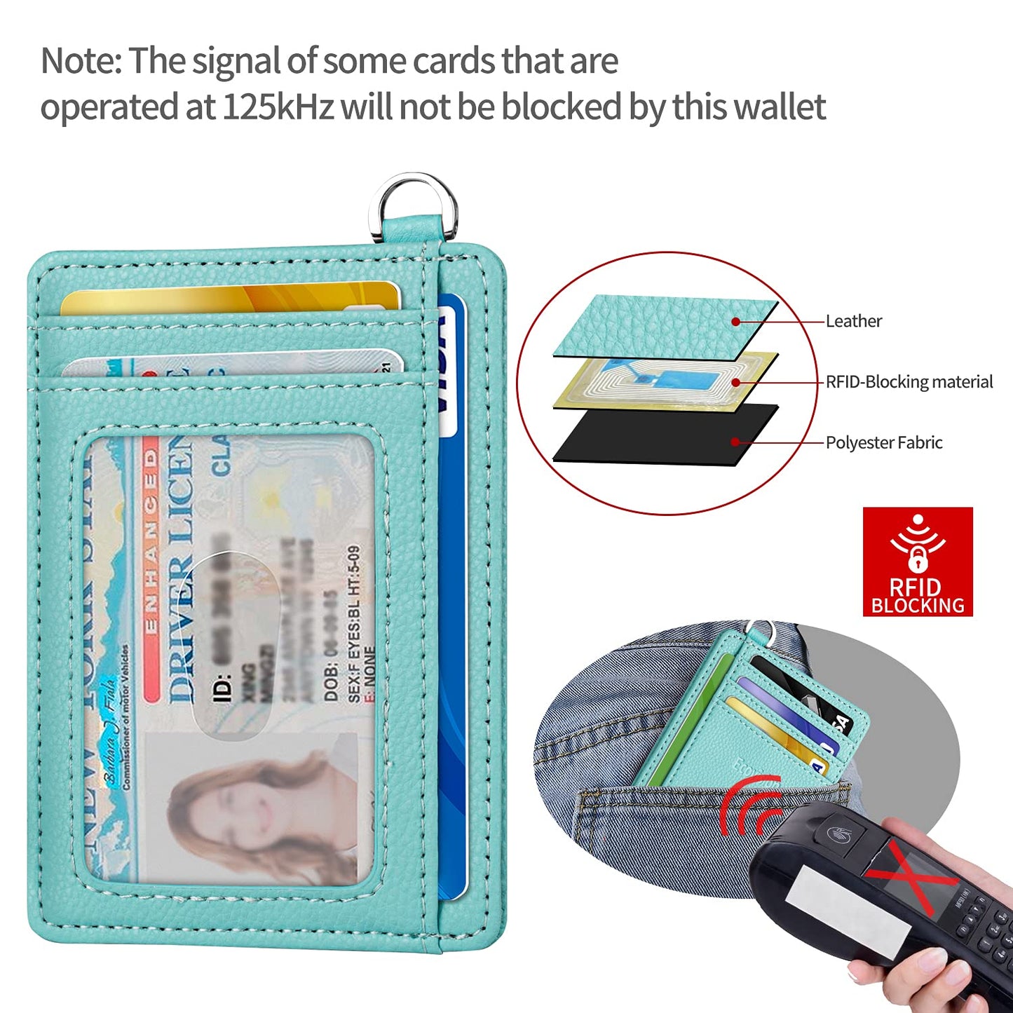 EcoVision Slim Minimalist Front Pocket Wallet, RFID Blocking Credit Card Holder Wallet with Detachable D-Shackle for Men Women