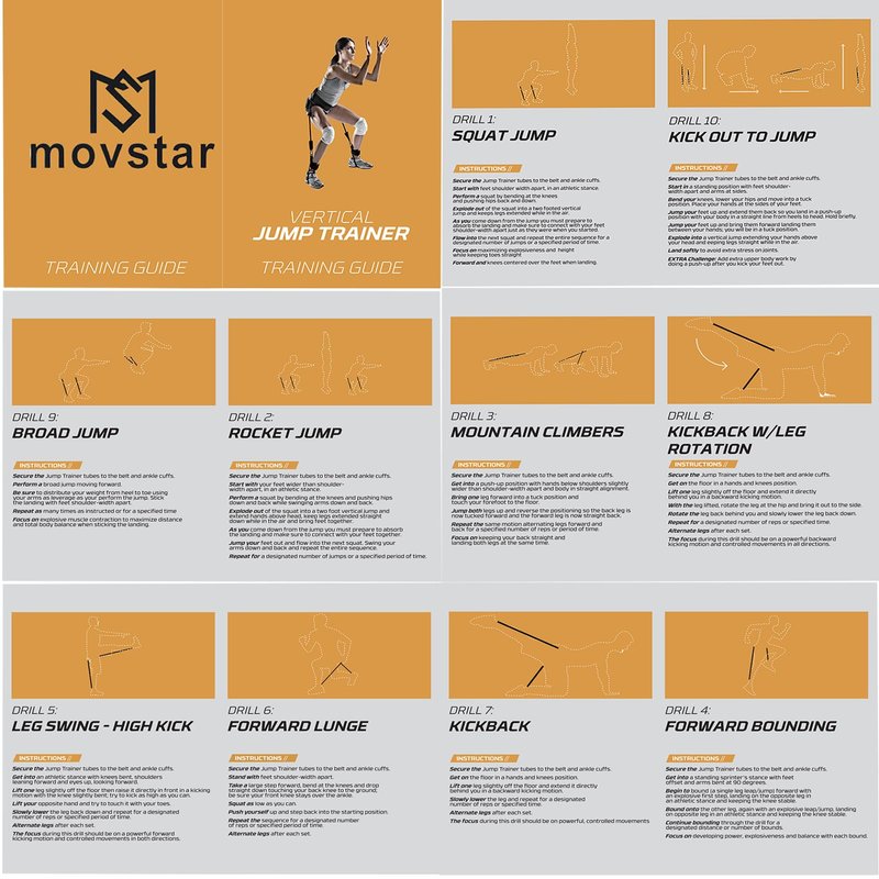 MOVSTAR Basketball Jump Trainer - Vertical Resistance Bands with Ankle/Waist Straps to Improve Leap Height - Portable Athletic Training Equipment