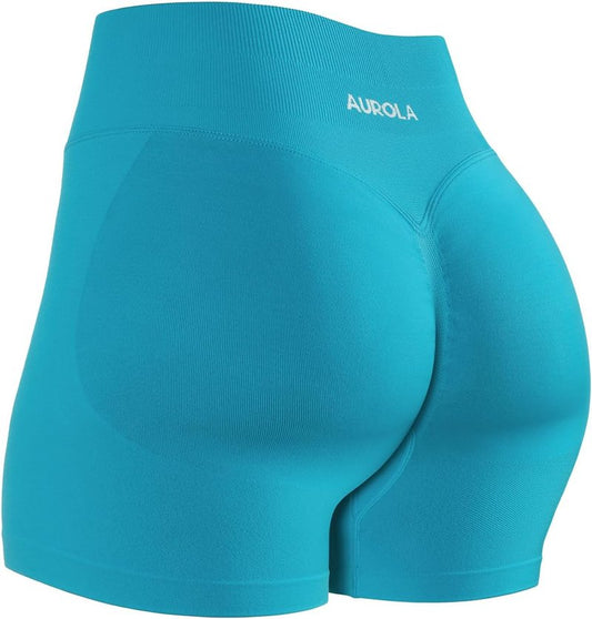 Aurola Women's Scrunch Seamless Compression Workout Shorts - No Roll Up, Squat Proof | Sizes 2.5-6.5