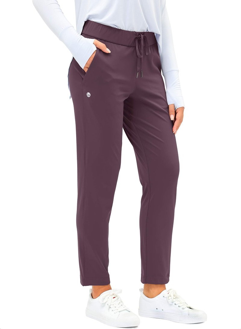 G Gradual Women's Pants with Deep Pockets 7/8 Stretch Sweatpants for Women Athletic, Golf, Lounge, Work (Wine Red, Small)