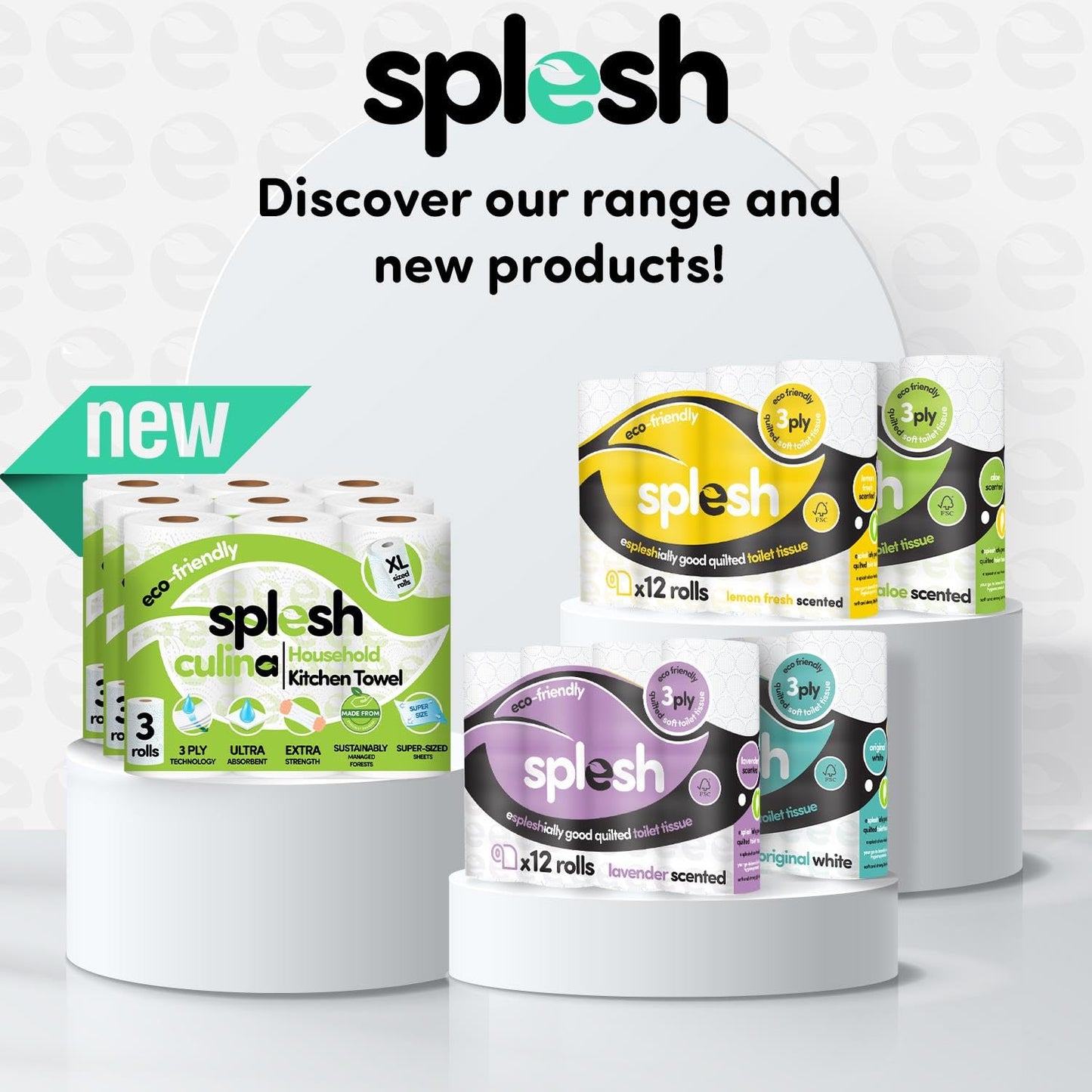 Splesh by Cusheen 3-ply Toilet Roll - Unscented (60 Pack) Soft, Quilted Bulk Toilet Rolls, Toilet Tissue and Loo Rolls – Eco-Friendly Toilet Paper Sustainably Crafted in The UK