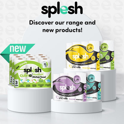 Splesh by Cusheen 3-ply Toilet Roll - Unscented (72 Pack) Soft, Quilted Bulk Toilet Rolls, Toilet Tissue and Loo Rolls – Eco-Friendly Toilet Paper Sustainably Crafted in The UK