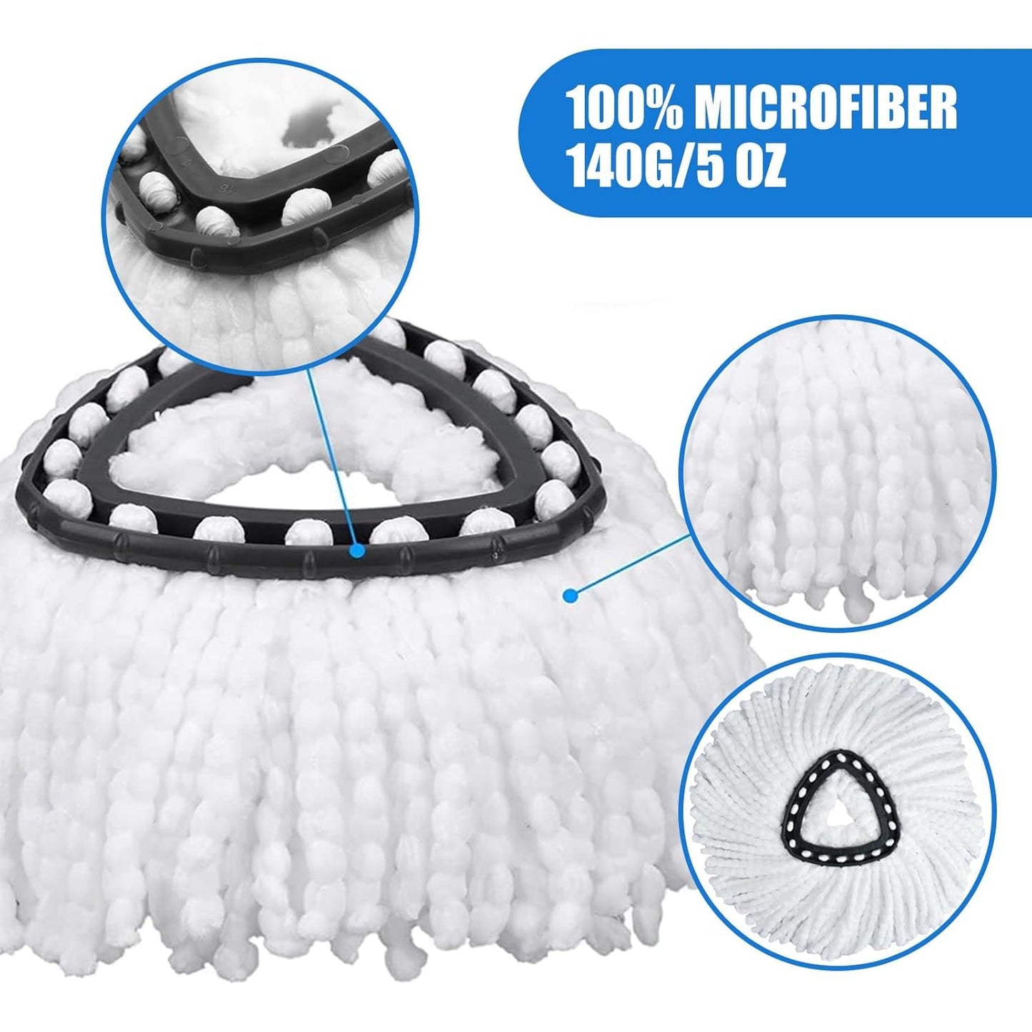 5 Pack Mop Replacement Heads ,Spin Replacement Mop Heads Mops Refill Compatible for vileda 1 Tank System , Microfiber Swivel Mops Refill,Deep Clean,Machine Washable and Easy to Replace