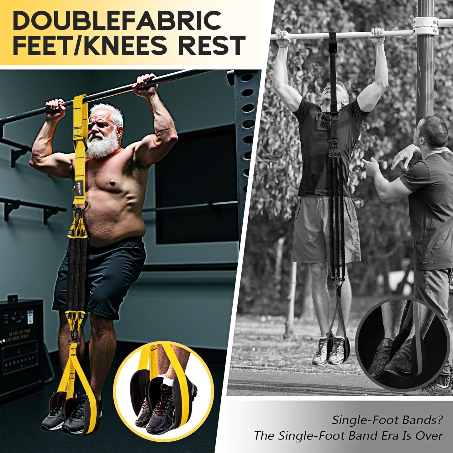 HOXWC Pull Up Assistance Bands, Adjustable Heavy Duty Resistance Band for Pull Up, 3 Pull Up Bands, Comfortable Fabric Feet/Knee Rest, Assistance Bands for Pull-Up, Home Fitness, Body Stretching