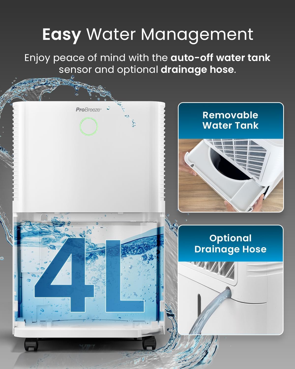 Pro Breeze® 20L OmniDry WiFi Dehumidifier with Automatic Humidity Sensor & Display, 24Hr Timer, Laundry Drying, Continuous Drainage with Smart App - WINNER OF THE WHICH? BEST BUY AWARD