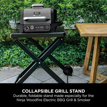 Ninja Woodfire Folding Grill Stand, Compatible with Ninja Woodfire Electric Outdoor BBQ Grill (OG700 Series), Official Accessory, Black/Grey XSKGRLLSTDEUK