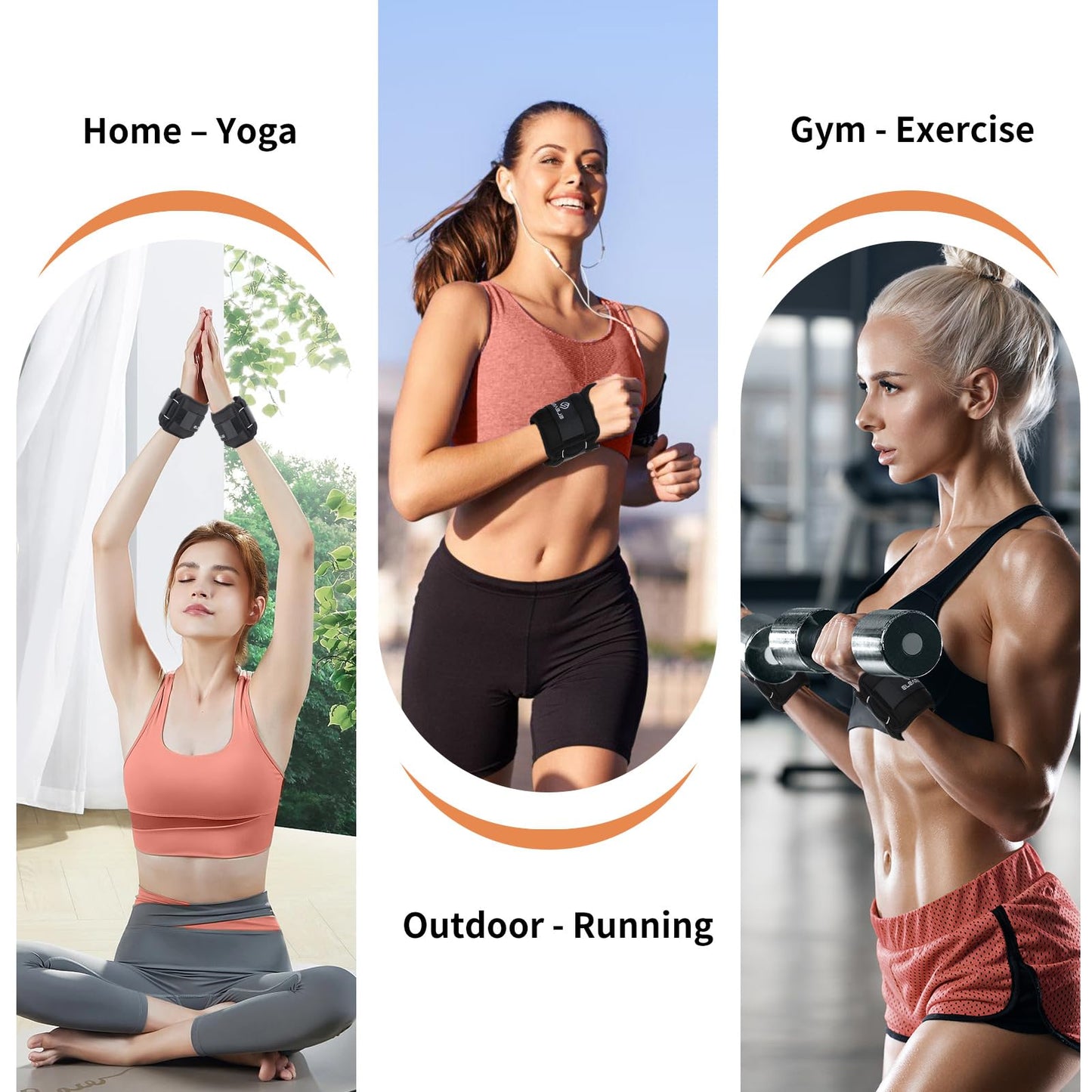 ELEAMY Wrist Weights with Thumb Loops Lock for Women & Men, 0.5lb*2/1lb*2/1.5lb*2/2lb*2/3lb*2,Premium Ice Silk Fabric,Comfortable & Tear Resistant for Walking,Running,Fitness and More（1.5lb*2 Black）