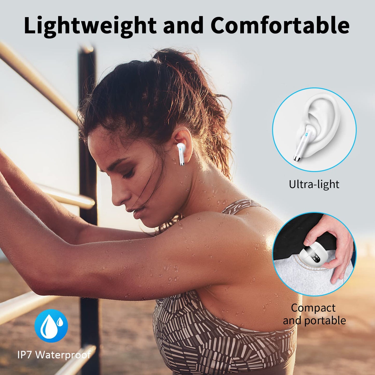 Wireless Earbuds, Bluetooth 5.4 Headphones NEW Wireless Headphones with 4 ENC Mic, 56H Bluetooth Earphones in Ear Noise Cancelling Deep Bass, Mini Ear Buds Bluetooth Earbuds IP7 Waterproof LED Display