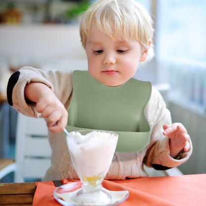 Eascrozn Silicone Baby Bibs for Boys Girls, 3 Pack Soft Adjustable Silicone Bibs for Babies Toddlers, BPA Free, Waterproof Bibs for Baby Eating Essentials Baby Gifts