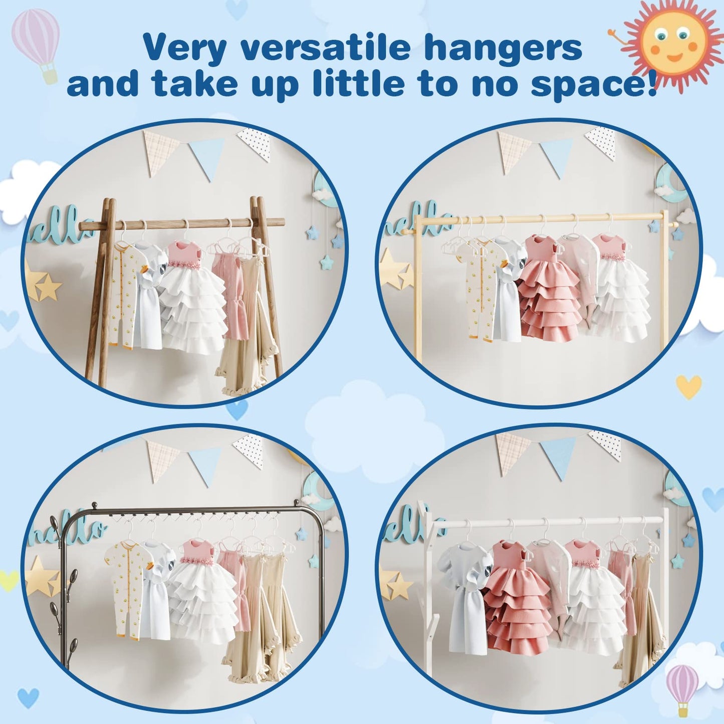 GoodtoU Baby Hangers, 60 Pack Baby Clothes Hangers for Closet Kids Plastic Hangers Toddler Infant Nursery Child Small Children (White)