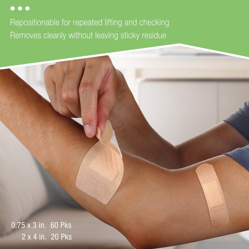 NeuHeils 80 Pcs Silicone Bandages for Sensitive Skin Assorted Sizes: Small 0.75x3 in (60 Pcs) & Large 2x4 in (20 Pcs). Non-Stick Pad, Hypoallergenic, Pain-Free Removal, Idea for Fragile Skin