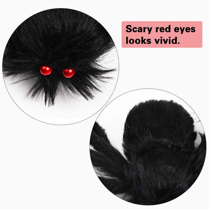 Halloween Giant Spider 6.6 Ft, Libay Outdoor Halloween Decorations Large Fake Hairy Spider Scary Furry Spider Props Outside Yard Creepy Decor, Black