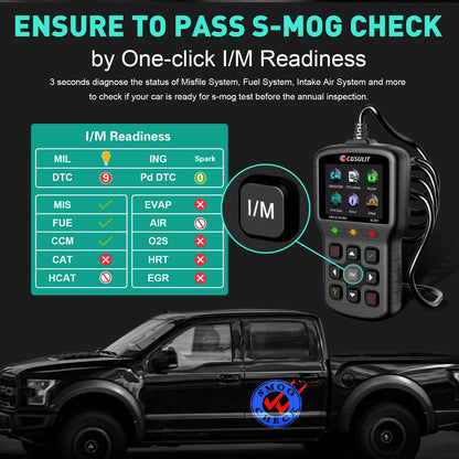 CGSULIT Car Code Reader SC301 OBD2 Scanner with Smog Check & Check Engine Light Reset, Read/Clear Error Code, Live Data, DTC Lookup, On-Board Monitor Test, Diagnostic Scan Tool for Cars After 1996