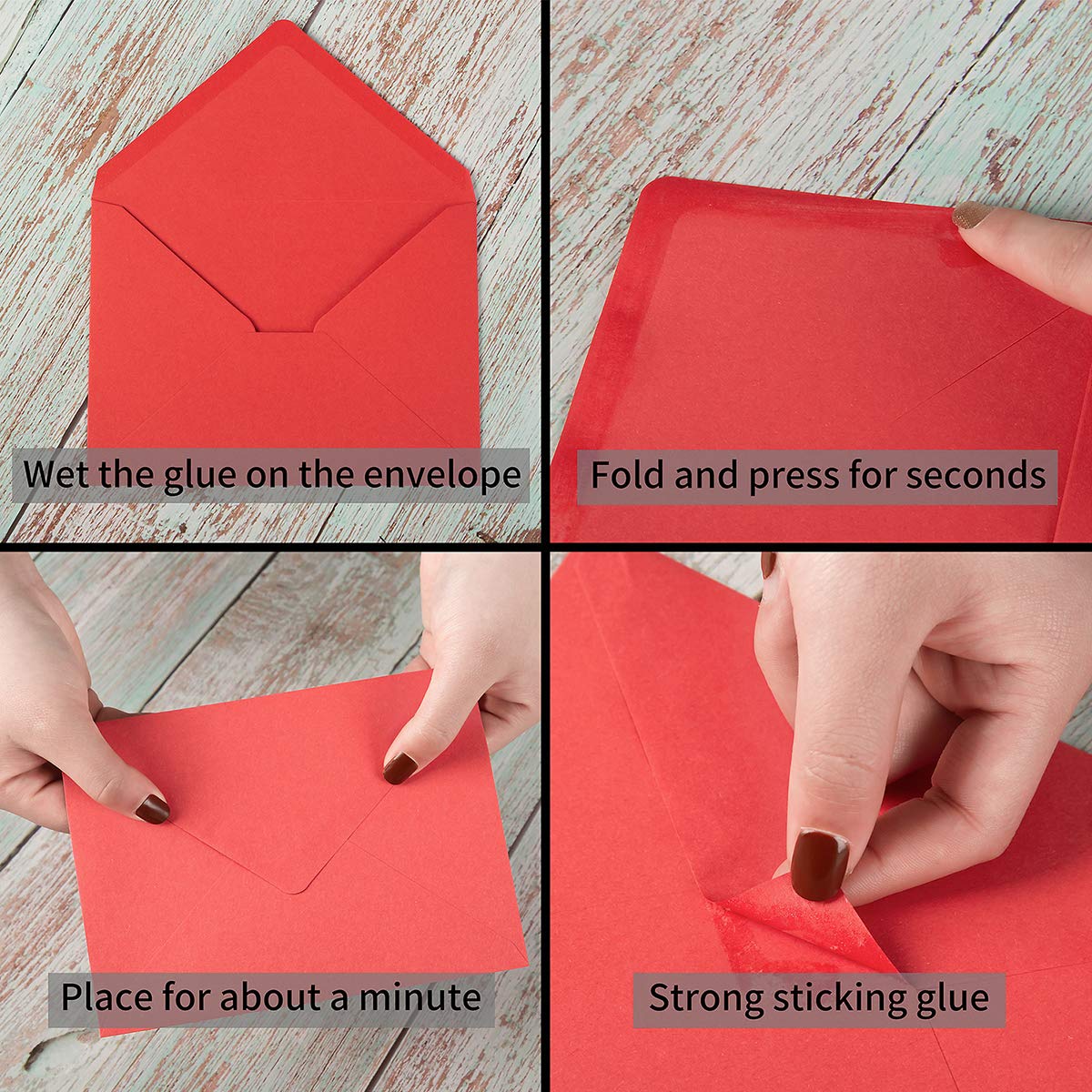 50 Pack A7 Colorful 5x7 Envelopes V Flap Invitation Envelopes for 5x7 Cards, Birthday, Weddings, Graduations, Greeting Cards, Baby Shower 5.24 x 7.24 Inches (Black)