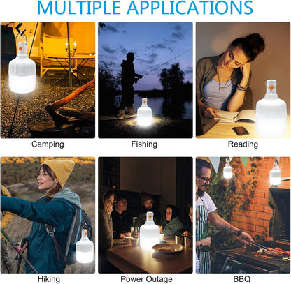 2Pcs Camping Lights,Emergency Lantern LED Work Light Bulb USB Rechargeable Lighting,30W 2000 Lumens,Portable Tent Light for Camping, Patio,Garden,BBQ,Hiking,Fishing. with Remote Control