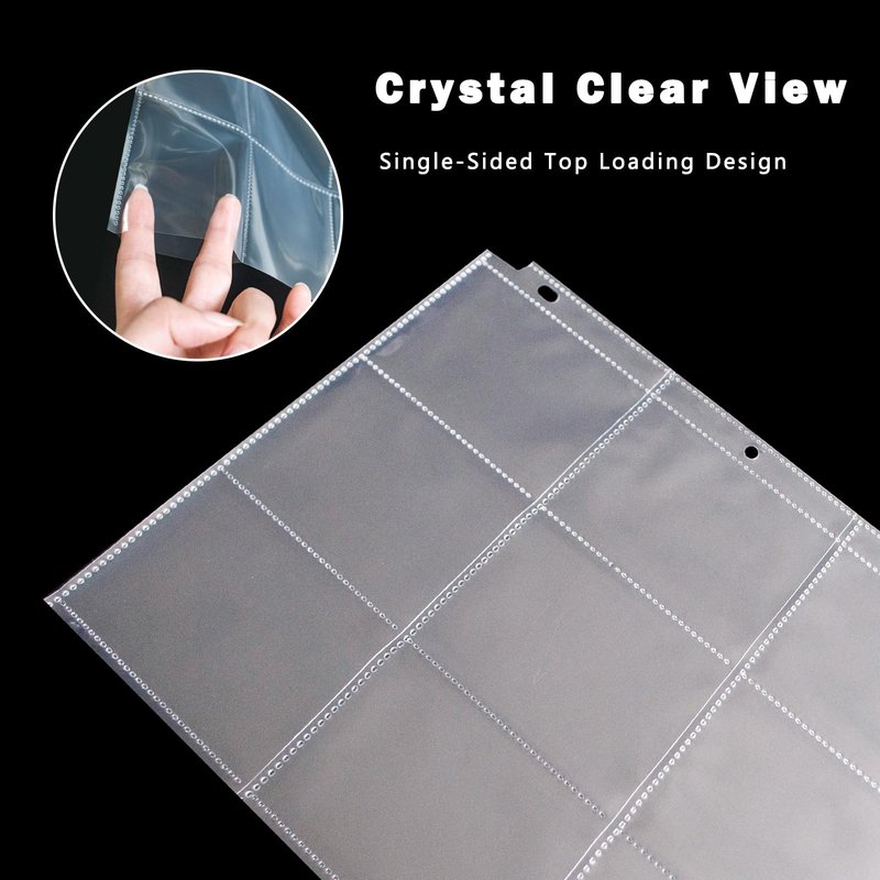 Seashell 50 Pack 900 Pockets Trading Card Binder Sleeves, 9-Pocket Double-Sided Sheets for 3 Ring Binder, Clear Page Protectors for Football, Baseball, Business Cards